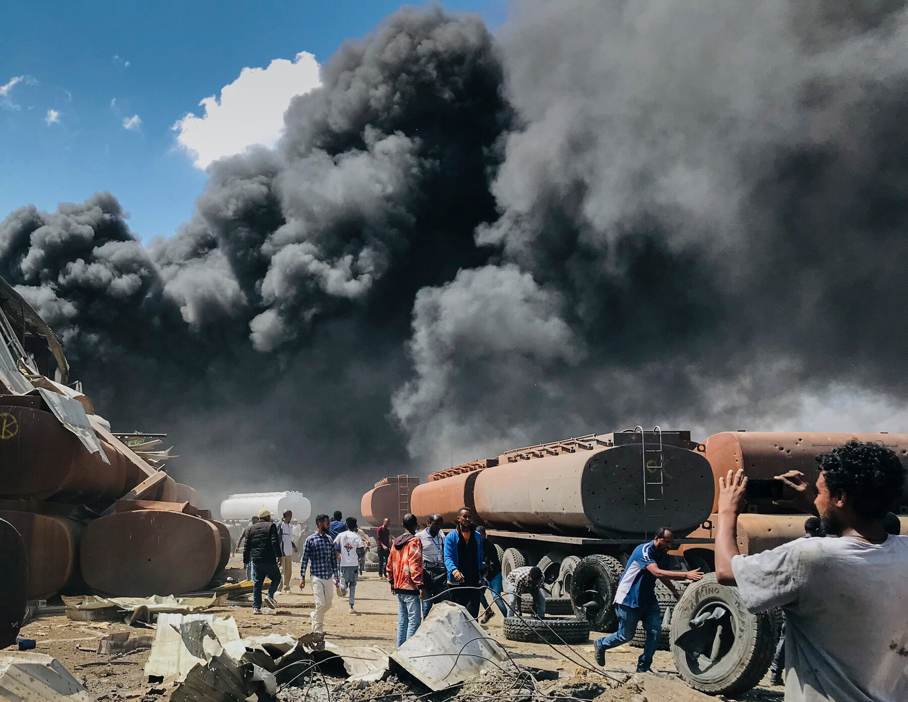 Aftermath at the scene of an airstrike in Mekele
